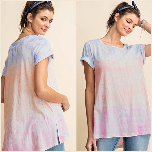 Sky Multi Color Cloud Tie Dye T-Shirts - Picture 2 of 8